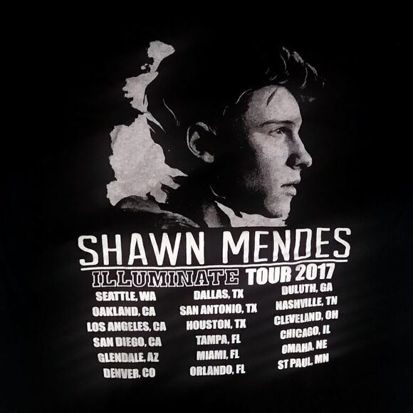 Medium Shawn Mendes Illuminate 2017 World Tour Merch Band Tee - Picture 4 of 5
